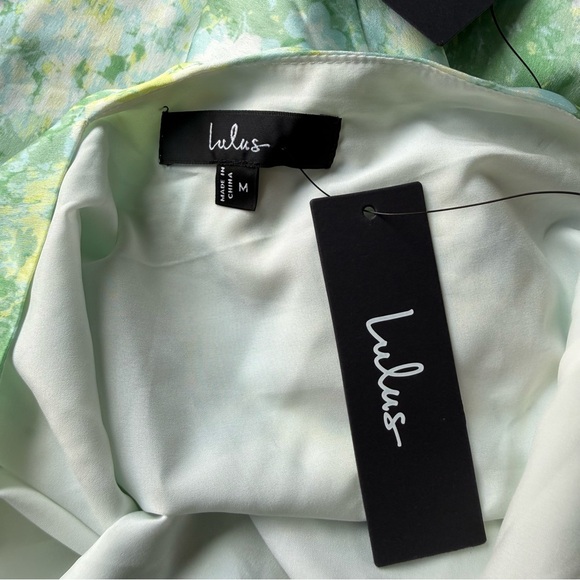 NWT Lulus Glowing Presence Light Green Floral Satin Halter Maxi Dress medium - Picture 7 of 8